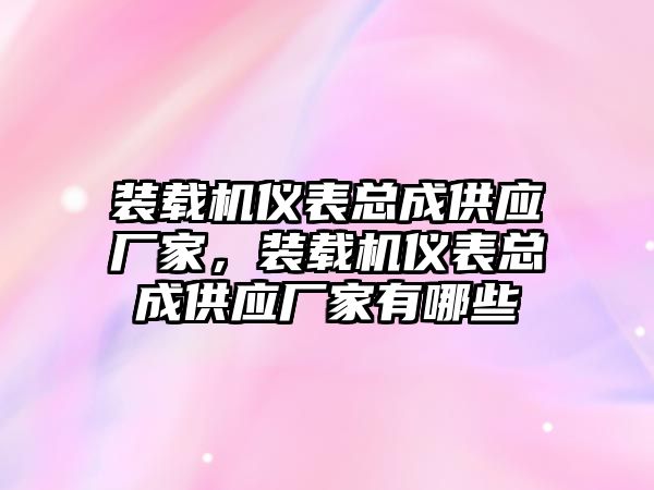 裝載機儀表總成供應廠家，裝載機儀表總成供應廠家有哪些