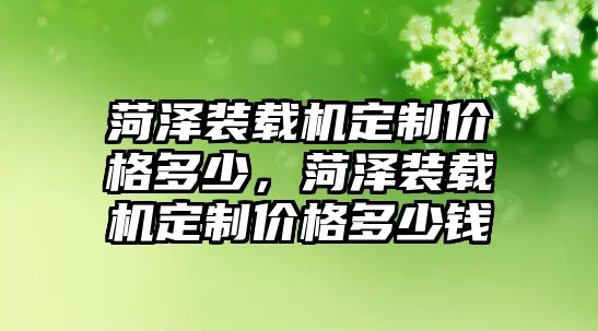 菏澤裝載機(jī)定制價(jià)格多少，菏澤裝載機(jī)定制價(jià)格多少錢