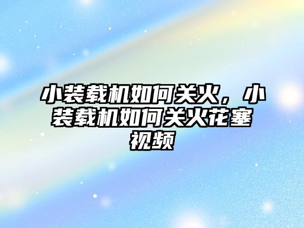 小裝載機如何關火，小裝載機如何關火花塞視頻