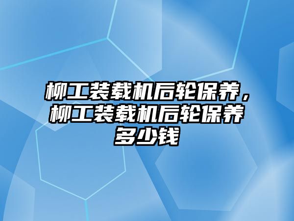 柳工裝載機后輪保養(yǎng)，柳工裝載機后輪保養(yǎng)多少錢