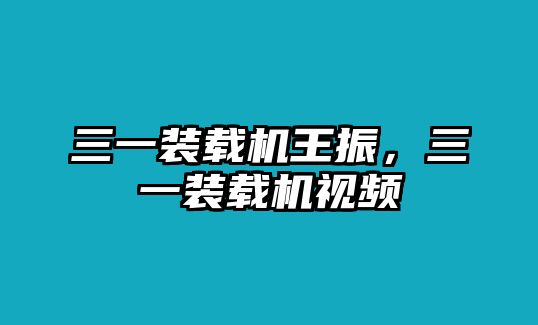 三一裝載機王振，三一裝載機視頻