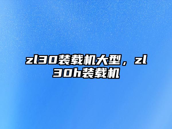 zl30裝載機大型，zl30h裝載機