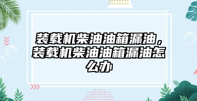 裝載機(jī)柴油油箱漏油，裝載機(jī)柴油油箱漏油怎么辦