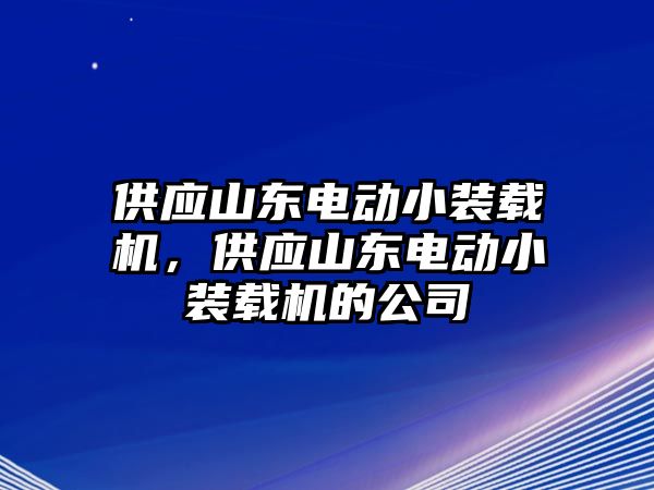 供應(yīng)山東電動小裝載機，供應(yīng)山東電動小裝載機的公司