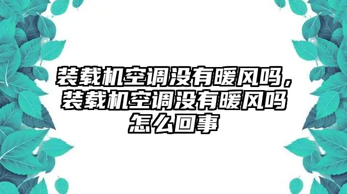 裝載機(jī)空調(diào)沒有暖風(fēng)嗎，裝載機(jī)空調(diào)沒有暖風(fēng)嗎怎么回事