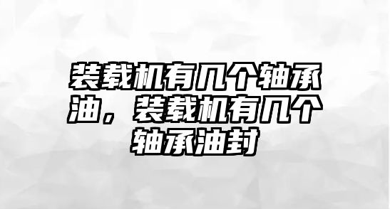 裝載機(jī)有幾個(gè)軸承油，裝載機(jī)有幾個(gè)軸承油封