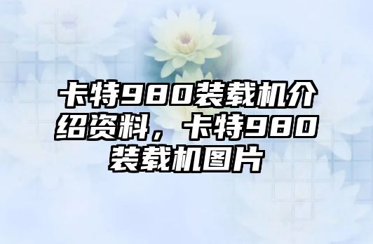 卡特980裝載機(jī)介紹資料，卡特980裝載機(jī)圖片