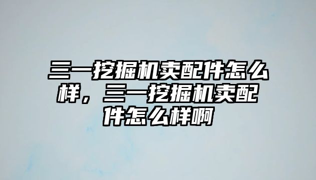 三一挖掘機(jī)賣(mài)配件怎么樣，三一挖掘機(jī)賣(mài)配件怎么樣啊