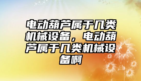 電動葫蘆屬于幾類機械設備，電動葫蘆屬于幾類機械設備啊