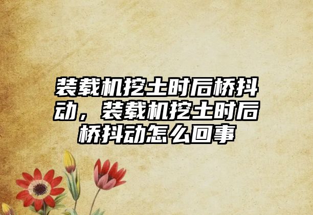 裝載機(jī)挖土?xí)r后橋抖動，裝載機(jī)挖土?xí)r后橋抖動怎么回事