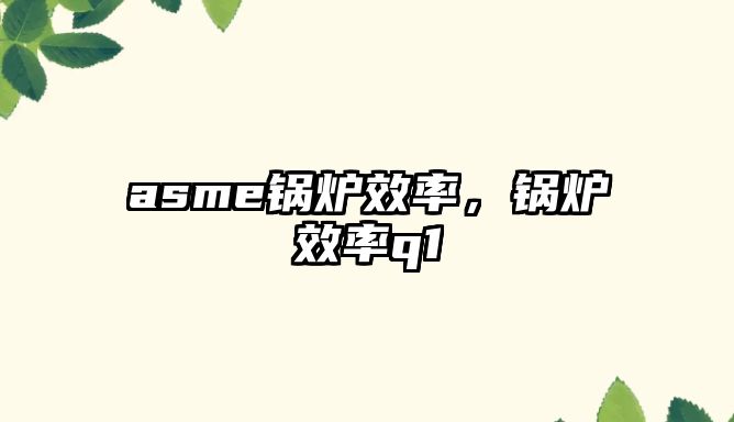 asme鍋爐效率，鍋爐效率q1