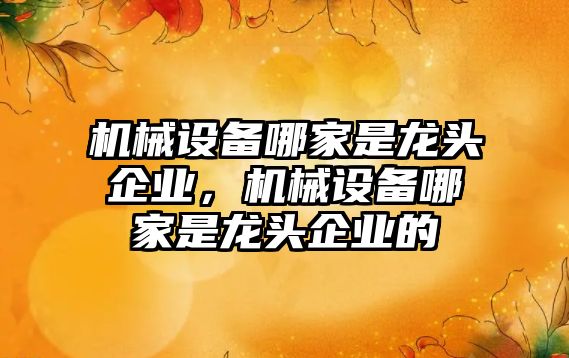 機械設(shè)備哪家是龍頭企業(yè)，機械設(shè)備哪家是龍頭企業(yè)的