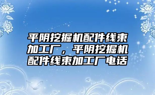 平陰挖掘機配件線束加工廠，平陰挖掘機配件線束加工廠電話