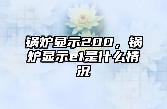 鍋爐顯示200，鍋爐顯示e1是什么情況