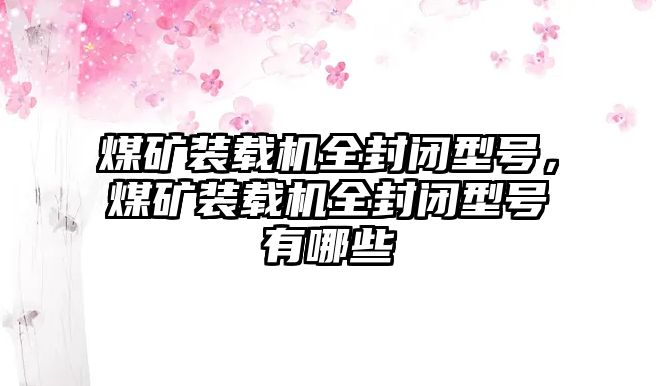 煤礦裝載機全封閉型號，煤礦裝載機全封閉型號有哪些