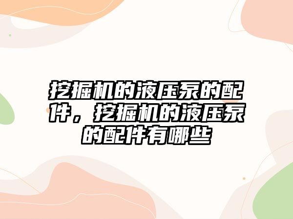 挖掘機的液壓泵的配件，挖掘機的液壓泵的配件有哪些