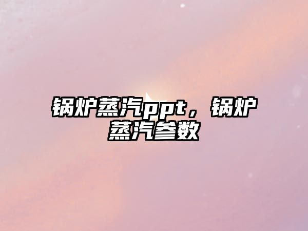 鍋爐蒸汽ppt，鍋爐蒸汽參數(shù)