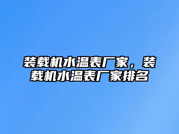 裝載機(jī)水溫表廠家，裝載機(jī)水溫表廠家排名