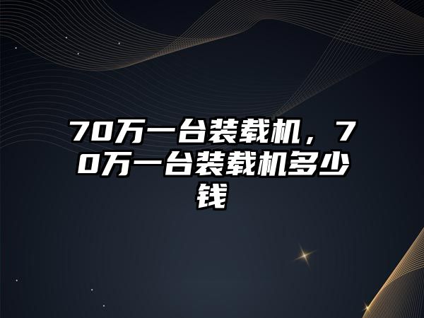 70萬一臺裝載機，70萬一臺裝載機多少錢