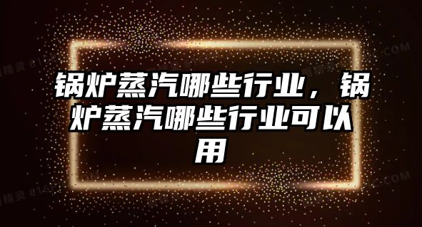 鍋爐蒸汽哪些行業(yè)，鍋爐蒸汽哪些行業(yè)可以用