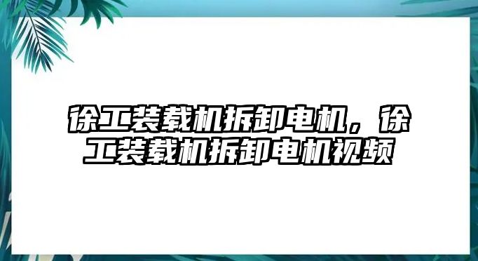 徐工裝載機拆卸電機，徐工裝載機拆卸電機視頻