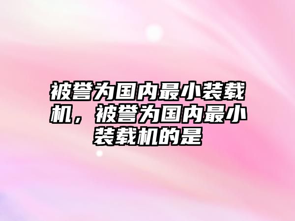 被譽為國內最小裝載機，被譽為國內最小裝載機的是