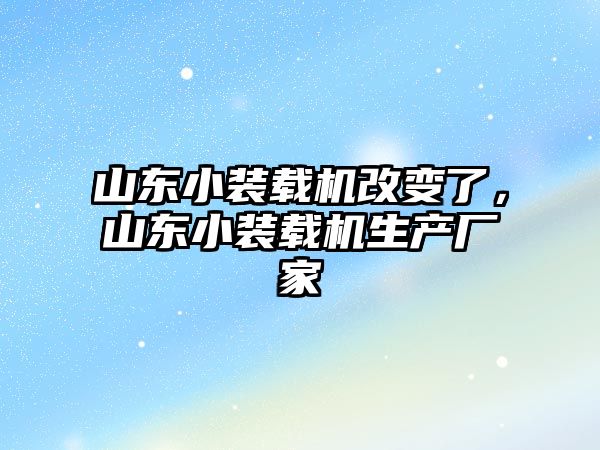 山東小裝載機改變了，山東小裝載機生產廠家