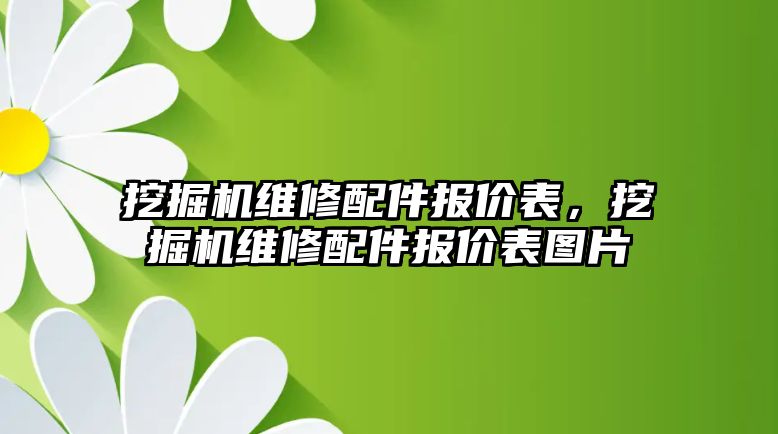 挖掘機維修配件報價表，挖掘機維修配件報價表圖片