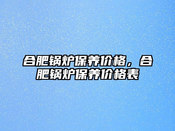 合肥鍋爐保養(yǎng)價格，合肥鍋爐保養(yǎng)價格表