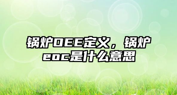 鍋爐OEE定義，鍋爐eoc是什么意思