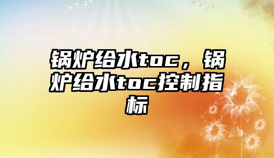 鍋爐給水toc，鍋爐給水toc控制指標(biāo)