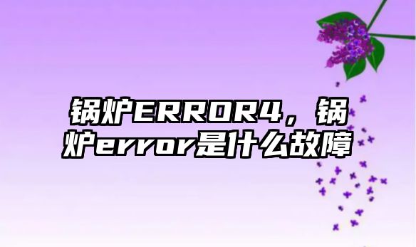 鍋爐ERROR4，鍋爐error是什么故障