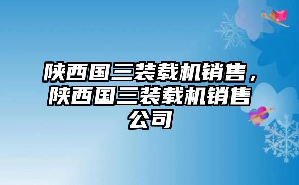 陜西國三裝載機銷售，陜西國三裝載機銷售公司