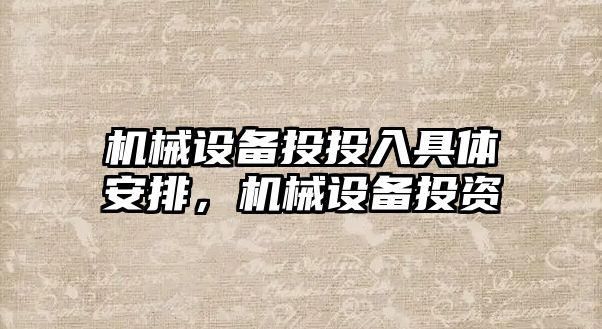 機械設(shè)備投投入具體安排，機械設(shè)備投資