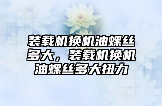 裝載機換機油螺絲多大，裝載機換機油螺絲多大扭力