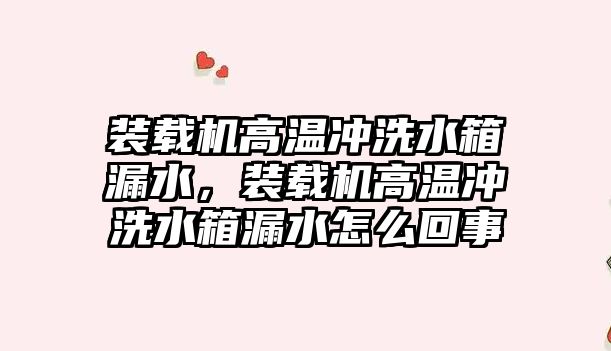 裝載機高溫沖洗水箱漏水，裝載機高溫沖洗水箱漏水怎么回事