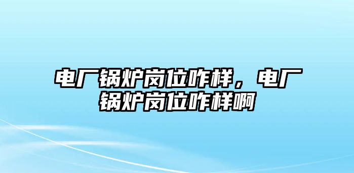 電廠鍋爐崗位咋樣，電廠鍋爐崗位咋樣啊