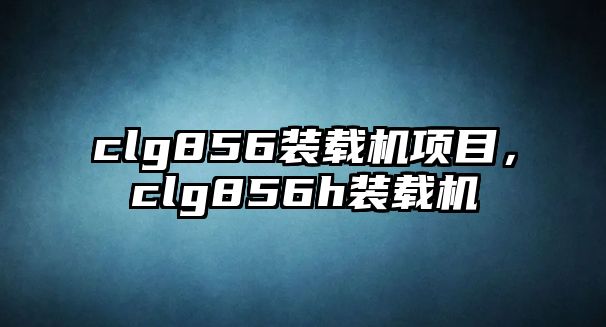 clg856裝載機(jī)項(xiàng)目，clg856h裝載機(jī)