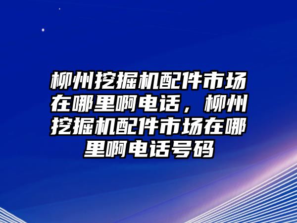 柳州挖掘機配件市場在哪里啊電話，柳州挖掘機配件市場在哪里啊電話號碼