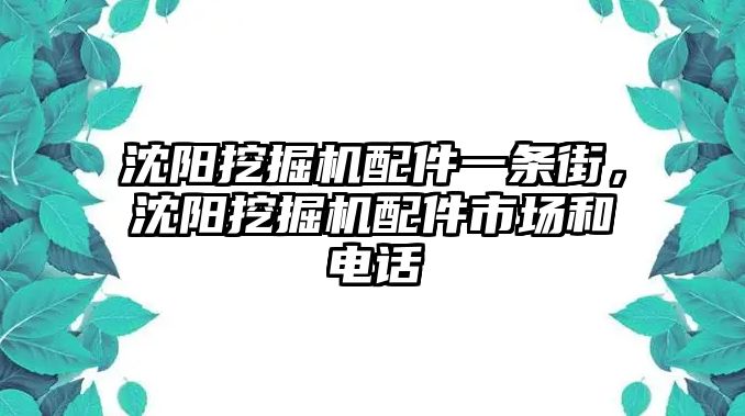 沈陽挖掘機(jī)配件一條街，沈陽挖掘機(jī)配件市場和電話