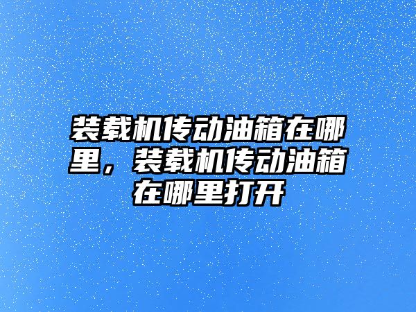 裝載機傳動油箱在哪里，裝載機傳動油箱在哪里打開