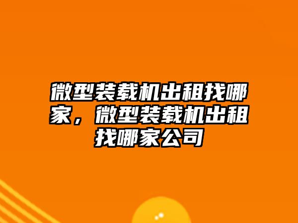 微型裝載機出租找哪家，微型裝載機出租找哪家公司