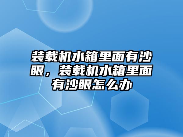 裝載機(jī)水箱里面有沙眼，裝載機(jī)水箱里面有沙眼怎么辦