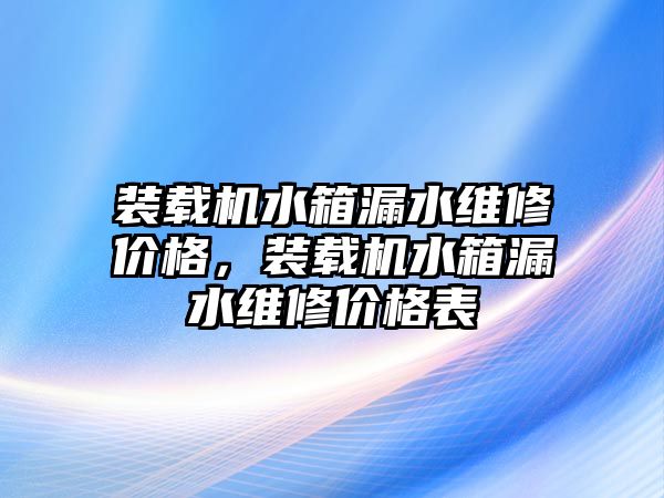 裝載機水箱漏水維修價格，裝載機水箱漏水維修價格表