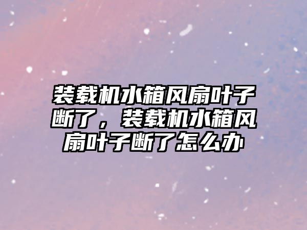 裝載機(jī)水箱風(fēng)扇葉子斷了，裝載機(jī)水箱風(fēng)扇葉子斷了怎么辦