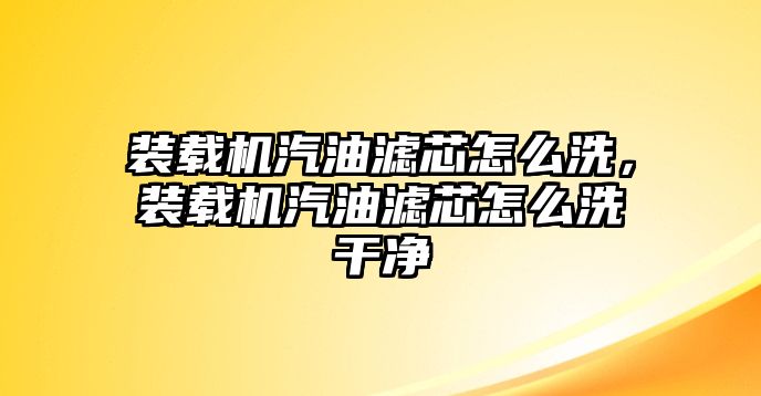 裝載機汽油濾芯怎么洗，裝載機汽油濾芯怎么洗干凈