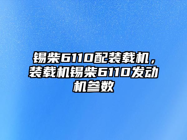 錫柴6110配裝載機，裝載機錫柴6110發(fā)動機參數(shù)