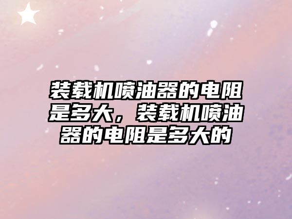 裝載機噴油器的電阻是多大，裝載機噴油器的電阻是多大的