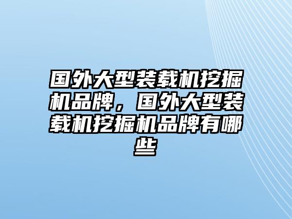 國(guó)外大型裝載機(jī)挖掘機(jī)品牌，國(guó)外大型裝載機(jī)挖掘機(jī)品牌有哪些