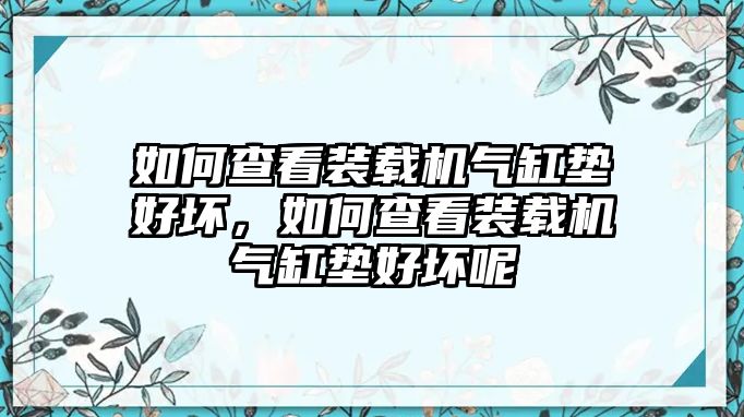 如何查看裝載機(jī)氣缸墊好壞，如何查看裝載機(jī)氣缸墊好壞呢